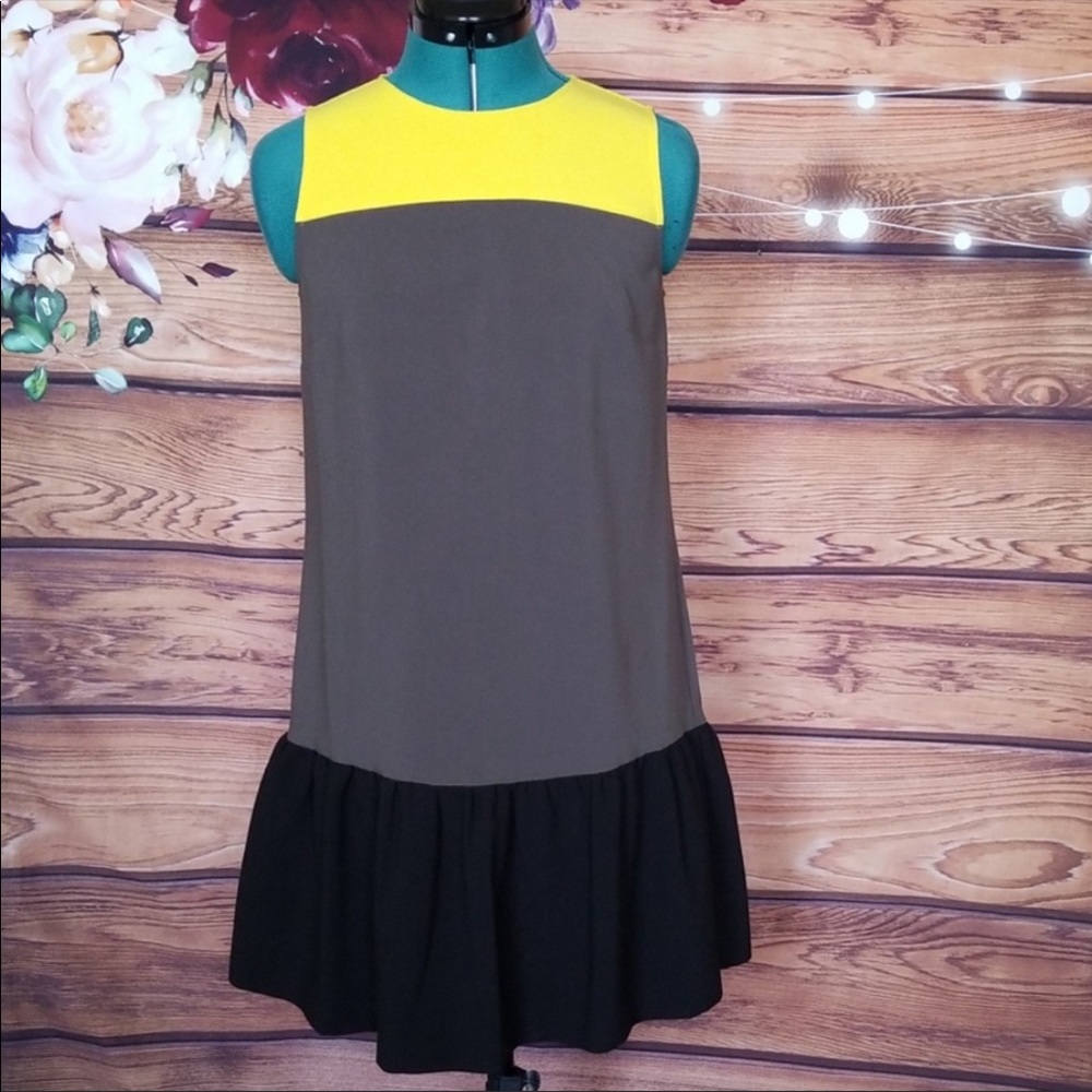 Loft | Colorblock Ruffle Shift Dress - Picture 7 of 8